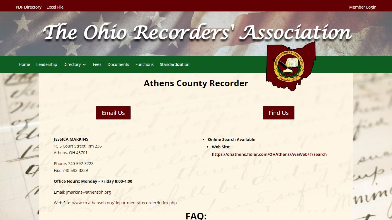 Athens County Recorder | Ohio Recorders' Association