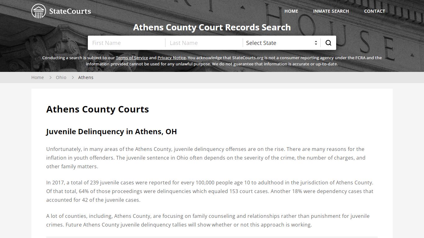 Athens County, OH Courts - Records & Cases - StateCourts