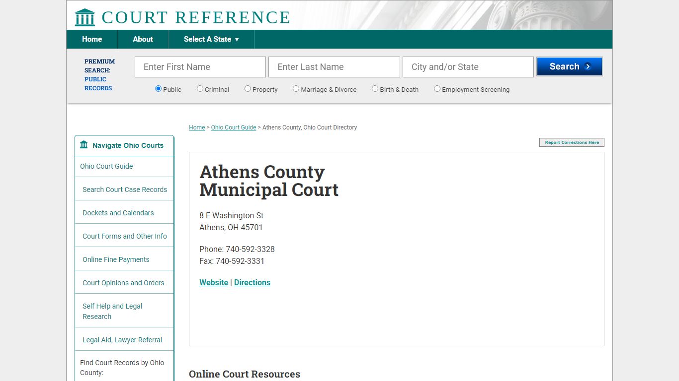 Athens County Municipal Court - Court Records Directory